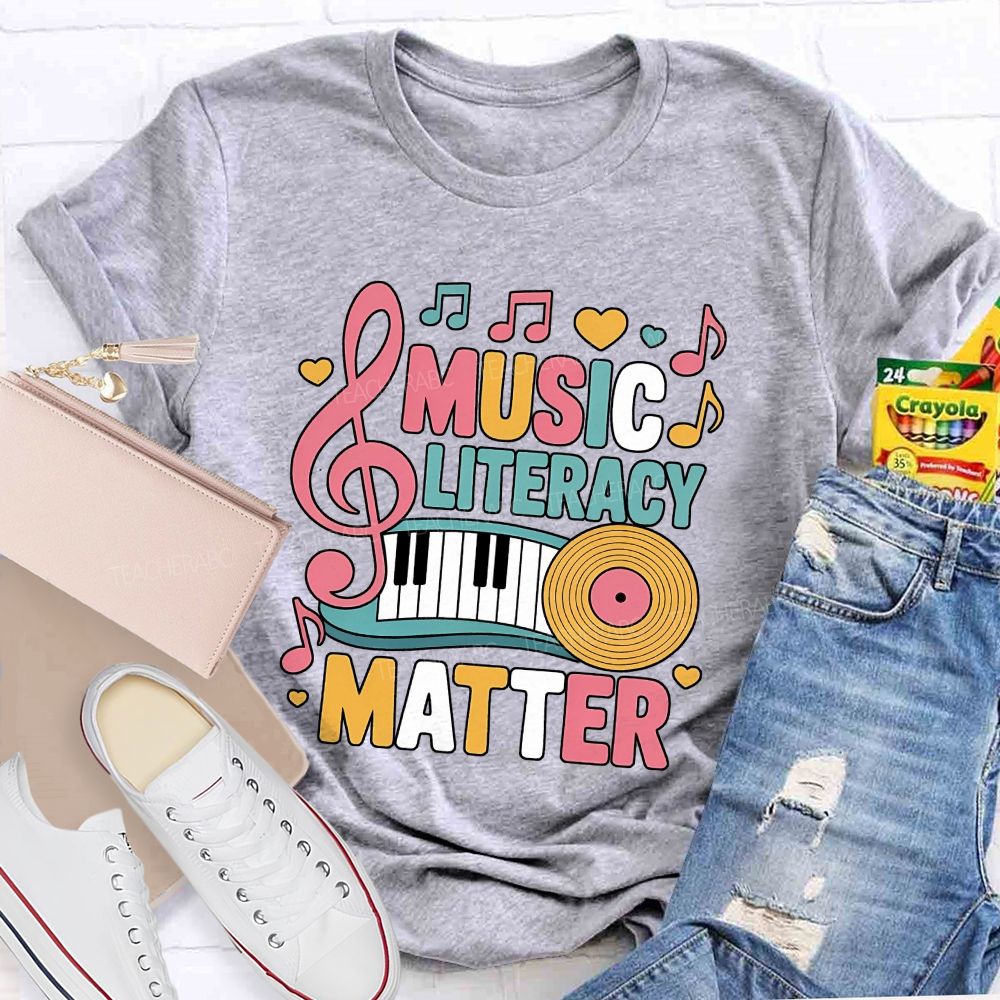 Music Literacy Matters Every Note Counts Teacher T-shirt