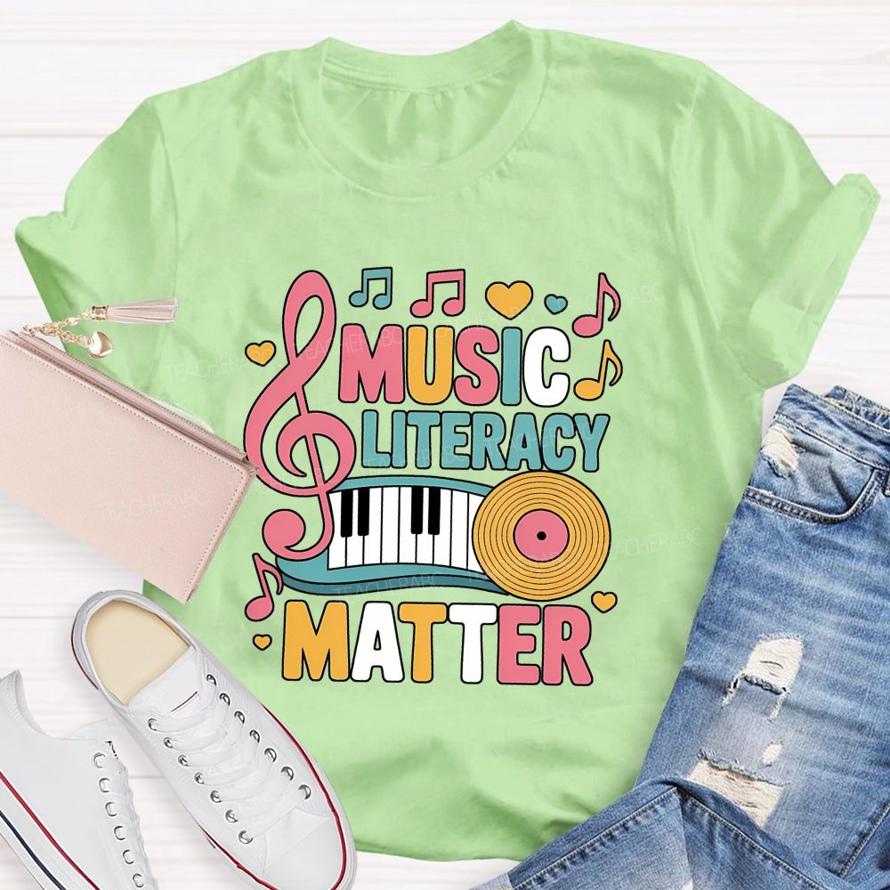 Music Literacy Matters Every Note Counts Teacher T-shirt