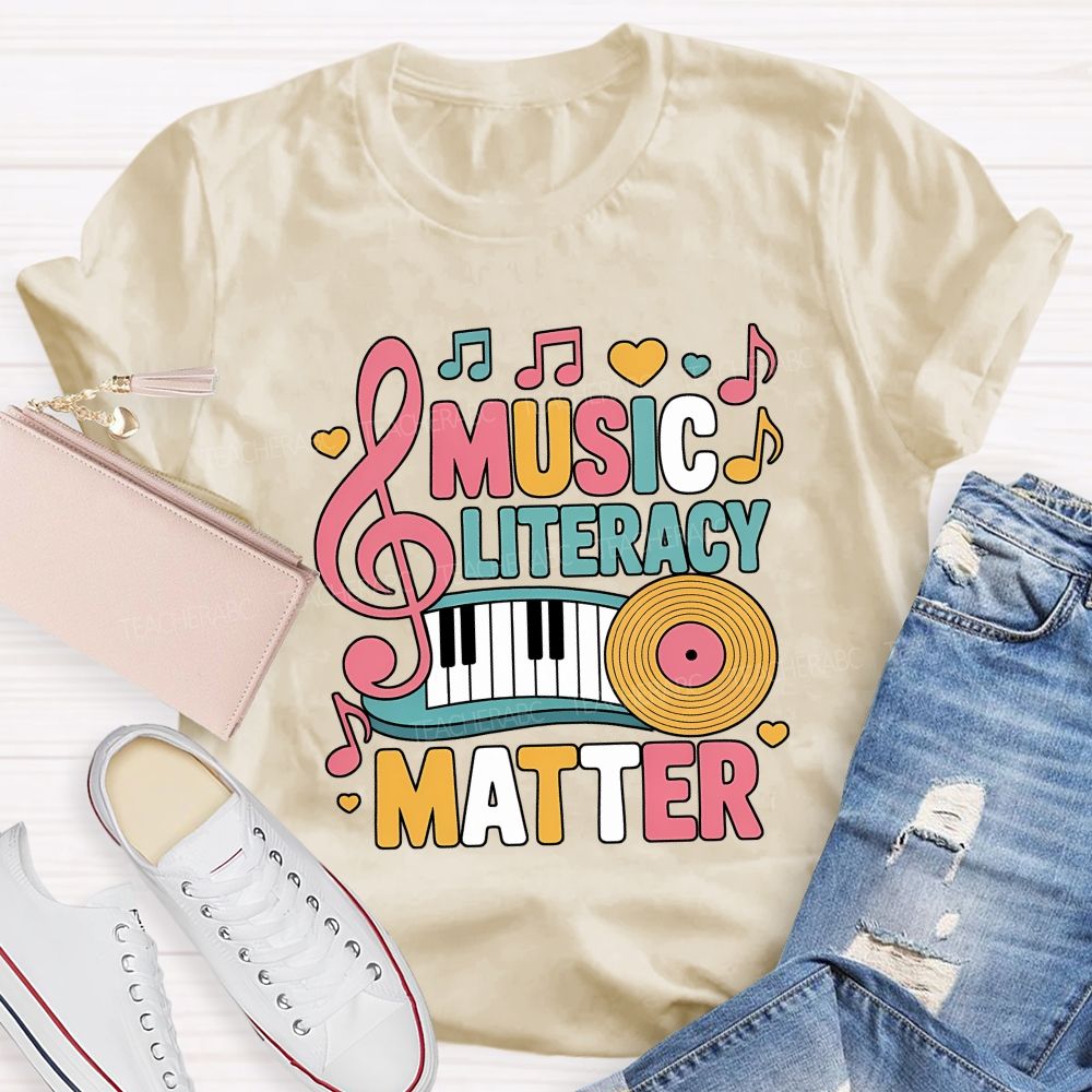 Music Literacy Matters Every Note Counts Teacher T-shirt
