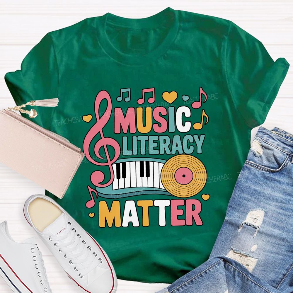 Music Literacy Matters Every Note Counts Teacher T-shirt