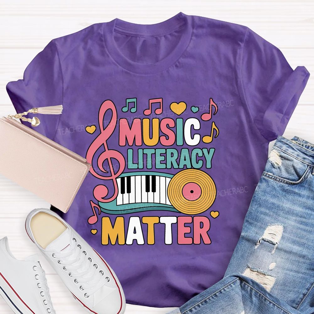 Music Literacy Matters Every Note Counts Teacher T-shirt