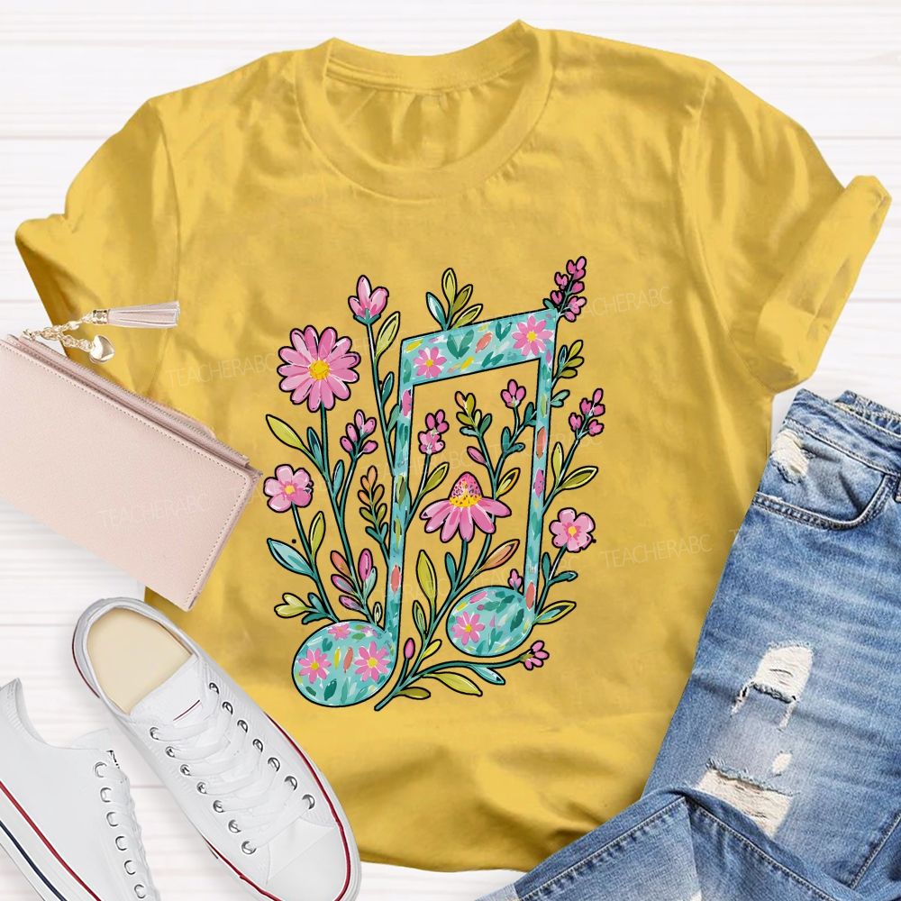 Where Flowers Bloom Music Grows Teacher T-shirt
