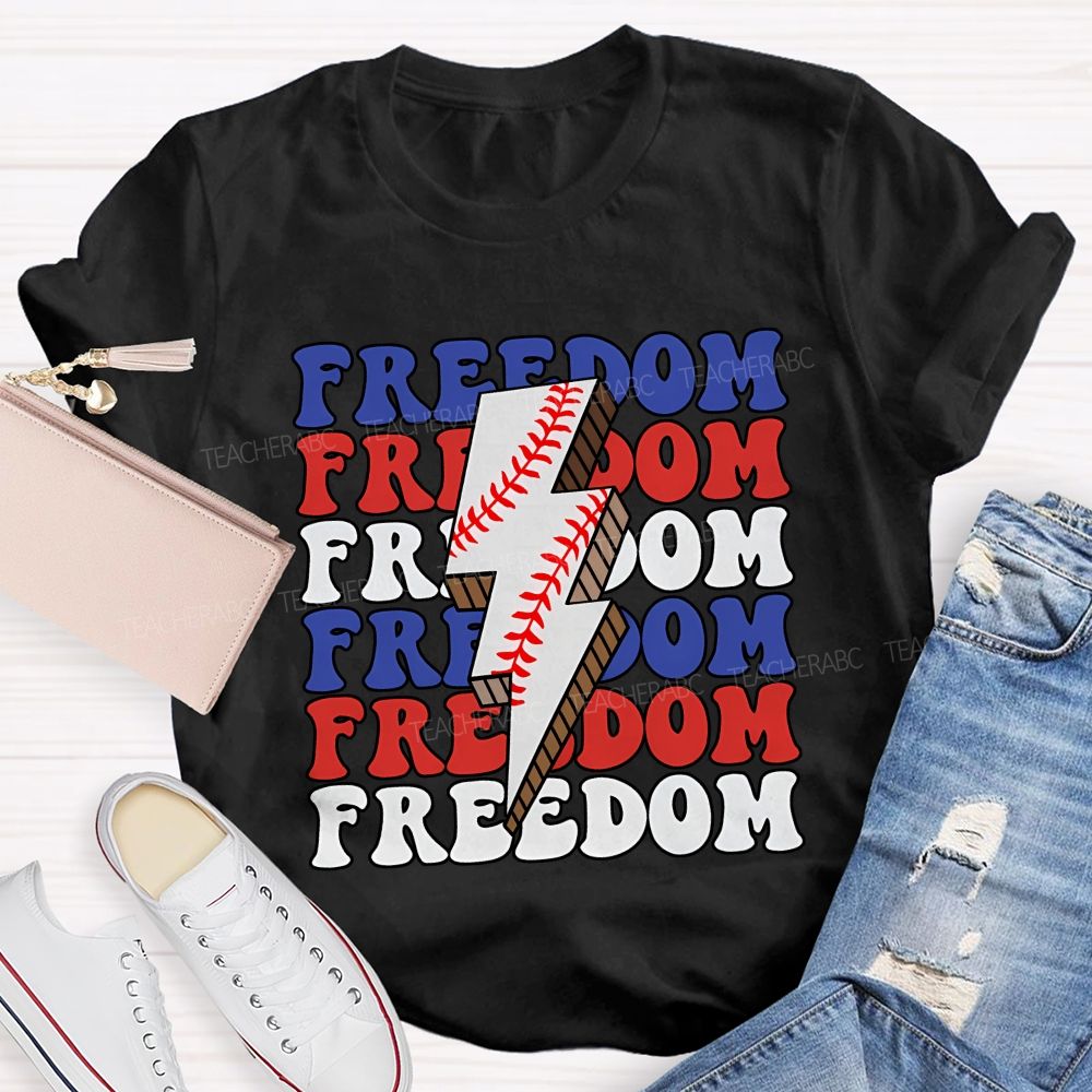 Freedom Red Blue White Teacher T-shirt