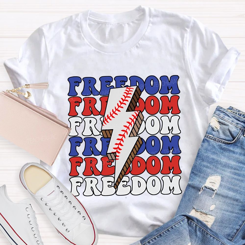 Freedom Red Blue White Teacher T-shirt