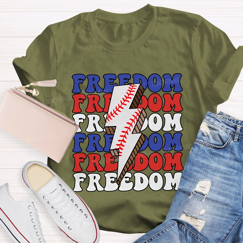 Freedom Red Blue White Teacher T-shirt