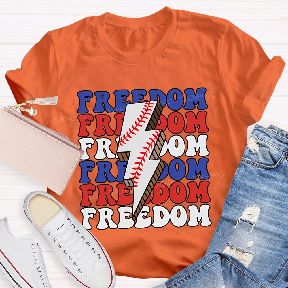 Freedom Red Blue White Teacher T-shirt