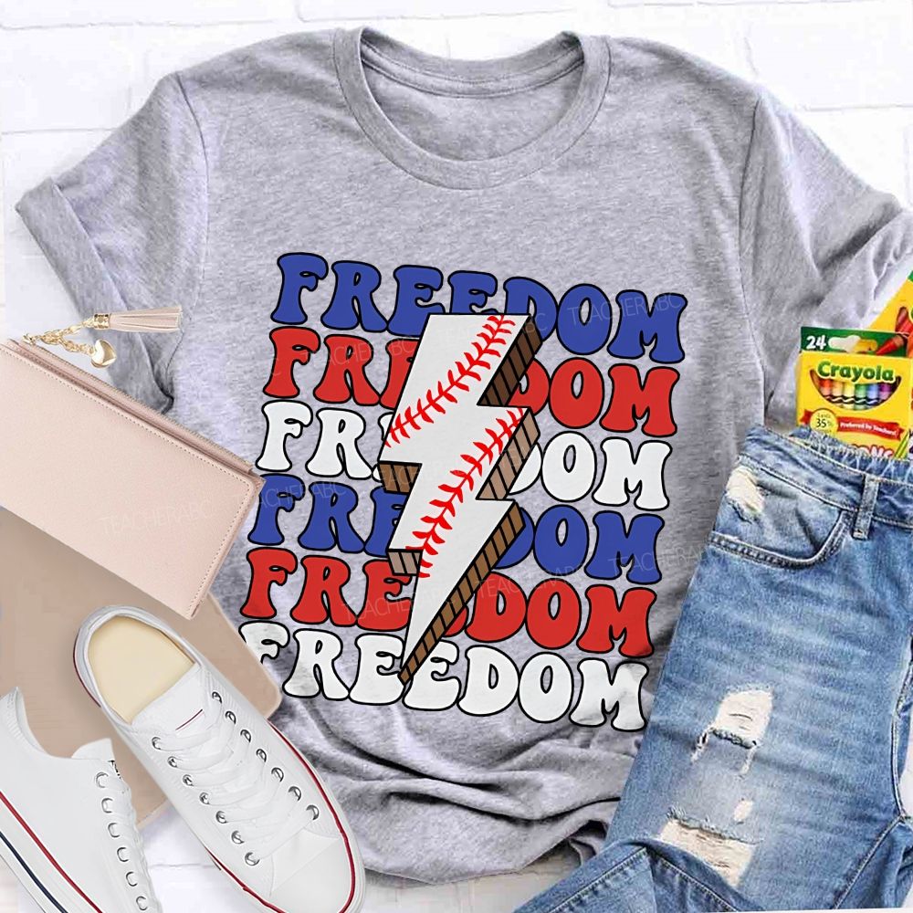 Freedom Red Blue White Teacher T-shirt