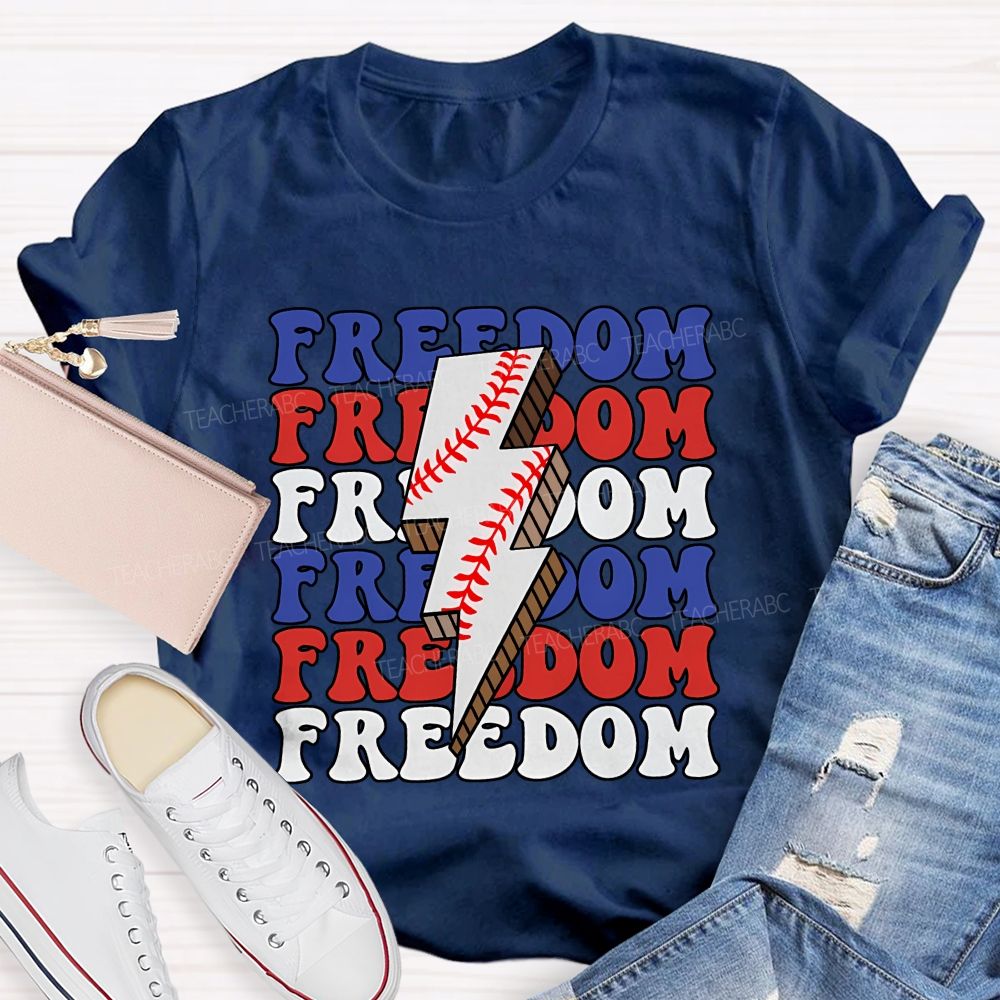 Freedom Red Blue White Teacher T-shirt