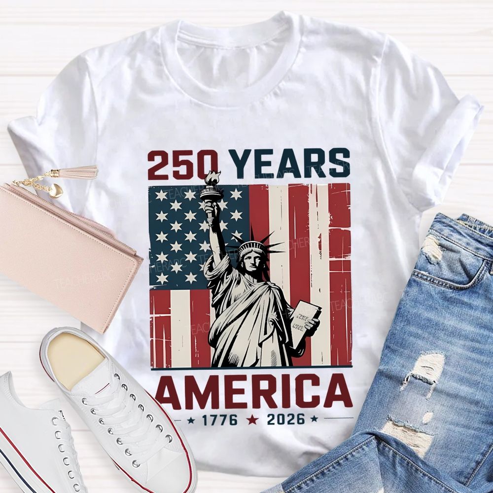250 Years American USA Flag Teacher T-shirt