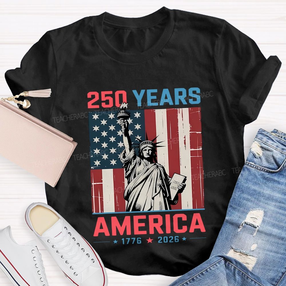 250 Years American USA Flag Teacher T-shirt