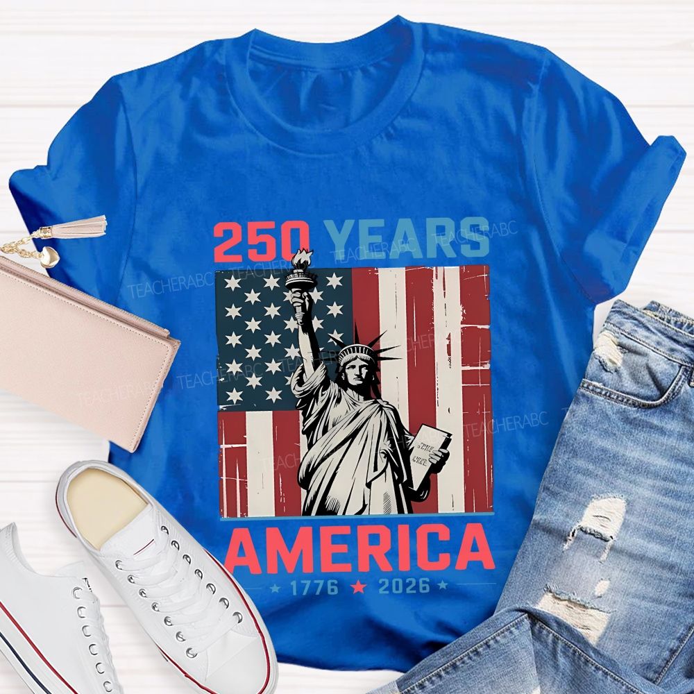 250 Years American USA Flag Teacher T-shirt