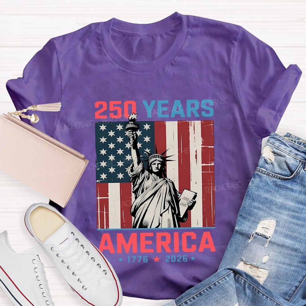 250 Years American USA Flag Teacher T-shirt