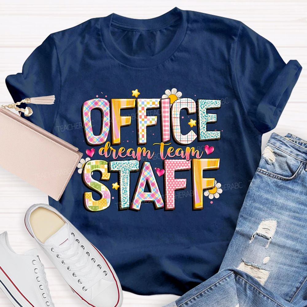 Dream Team Office Staff Pink Heart Leo[ard Teacher T-shirt