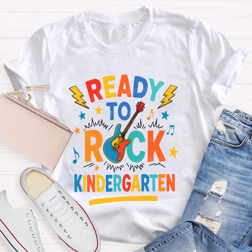 Personalized Grade Ready To Rock Kindergarten Teacher T-shirt