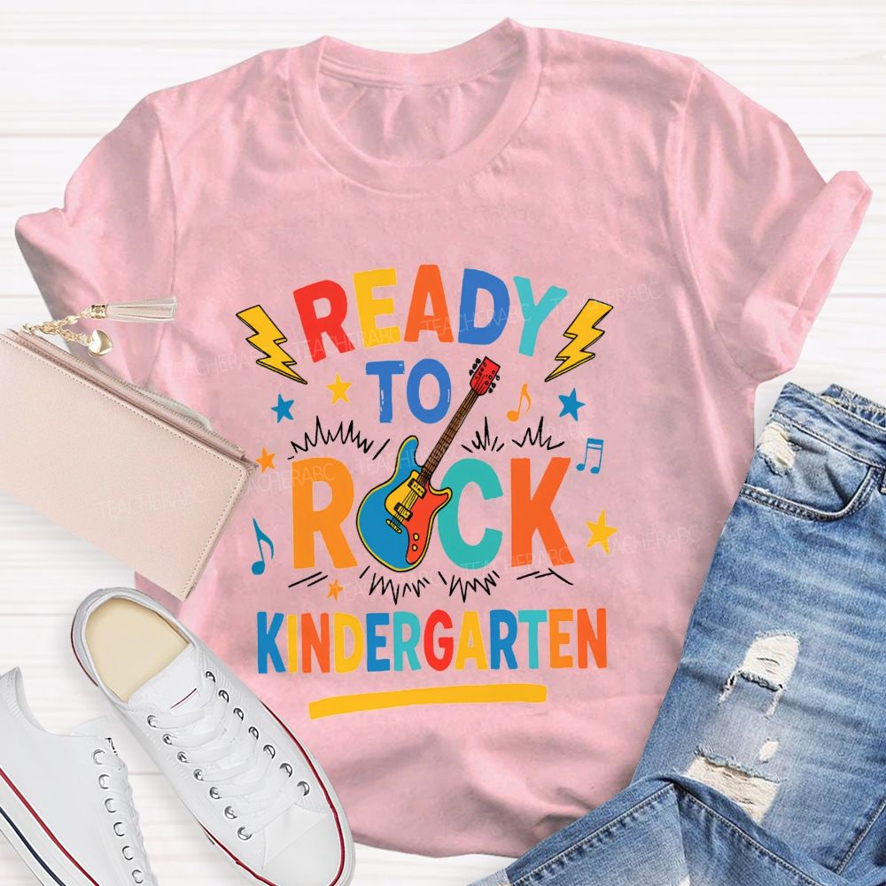 Personalized Grade Ready To Rock Kindergarten Teacher T-shirt