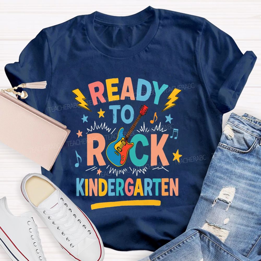 Personalized Grade Ready To Rock Kindergarten Teacher T-shirt