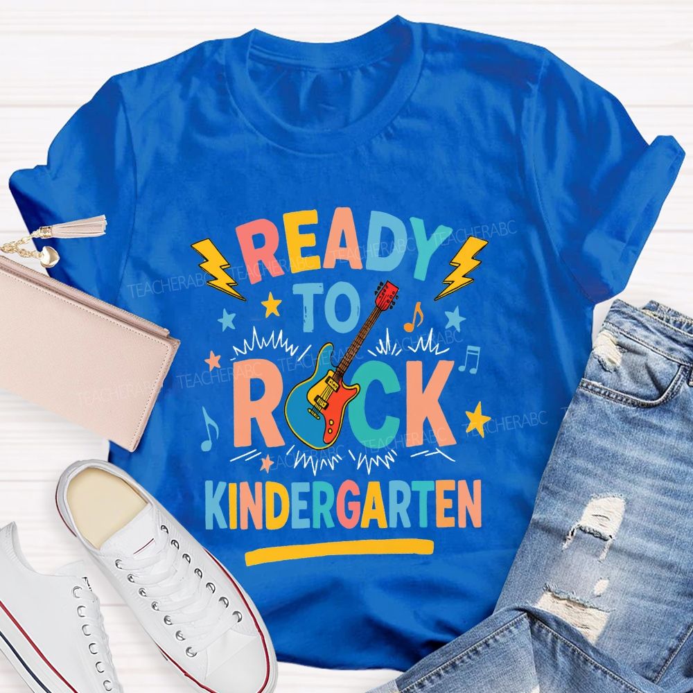 Personalized Grade Ready To Rock Kindergarten Teacher T-shirt