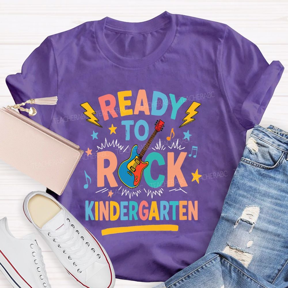 Personalized Grade Ready To Rock Kindergarten Teacher T-shirt