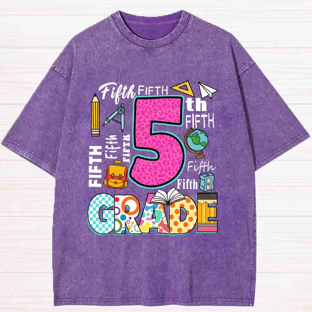Personalized Grade Pink Leopard Washed T-shirt