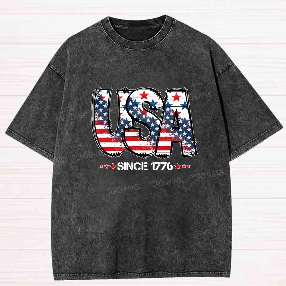 USA since 1776 Washed T-shirt