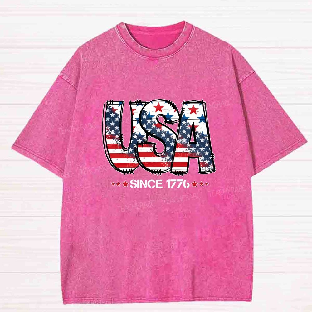USA since 1776 Washed T-shirt