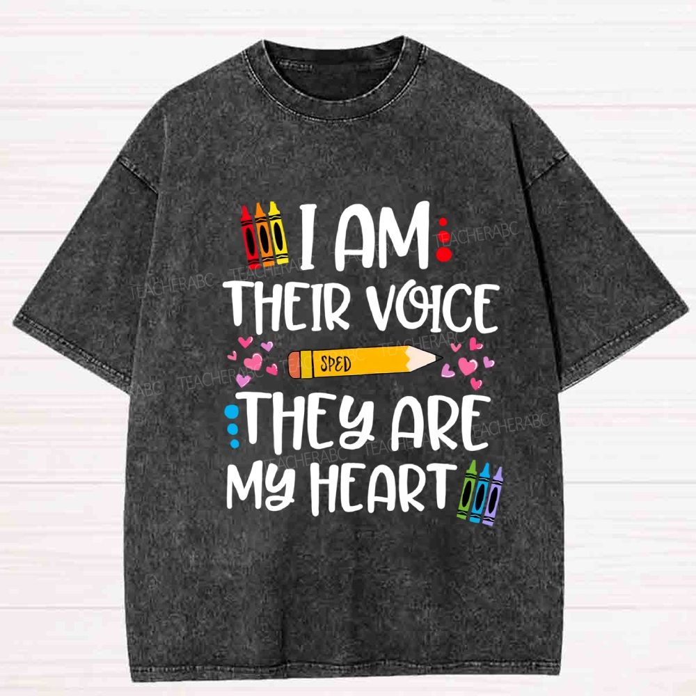 I Am Their Voice They Are My Heart Washed T-Shirt
