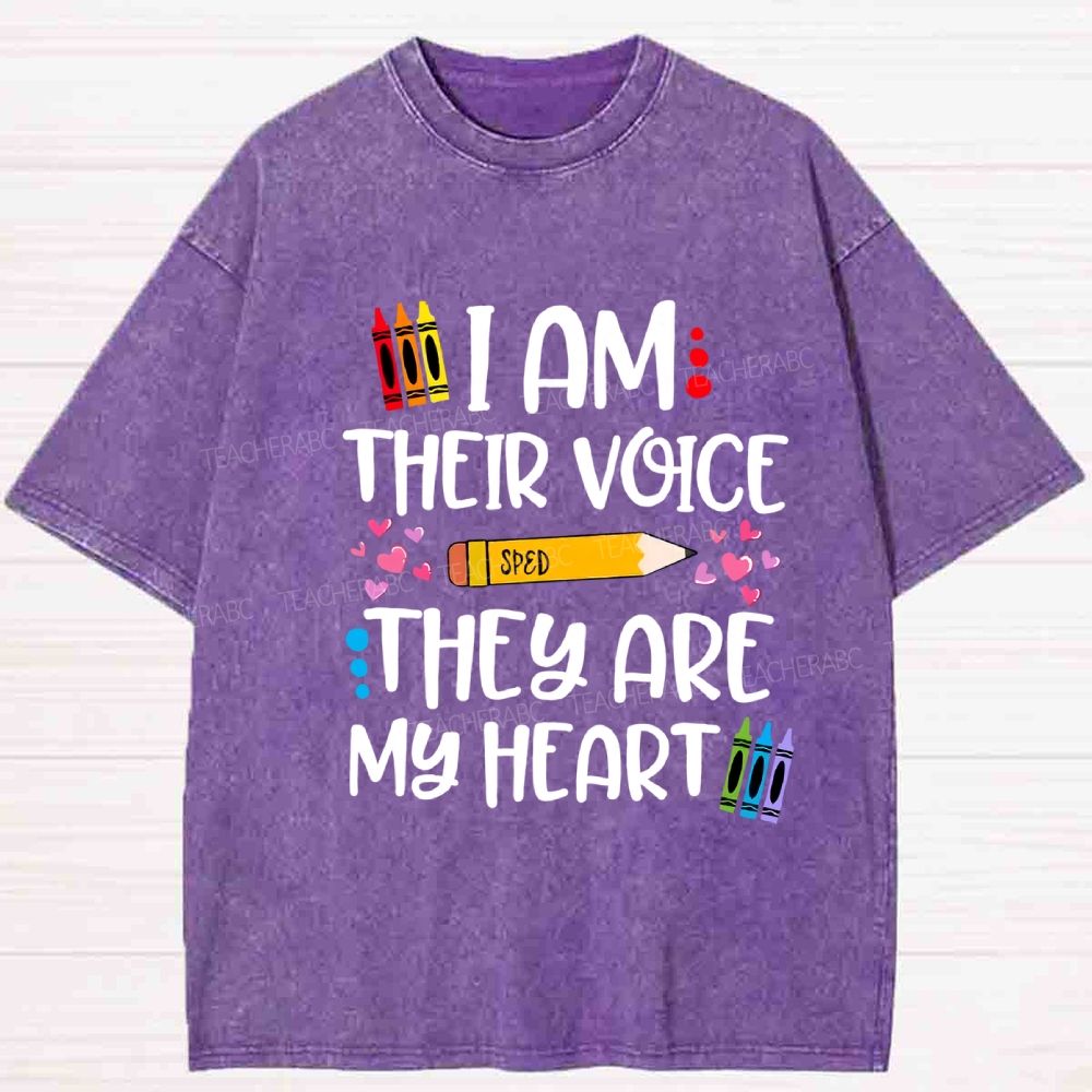 I Am Their Voice They Are My Heart Washed T-Shirt