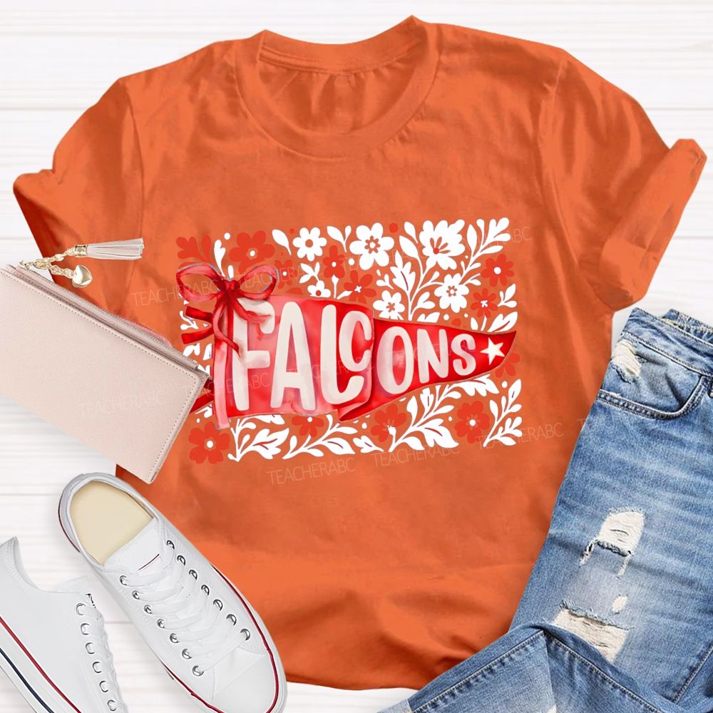 Personalized Mascot Floral Game Day Teacher T-shirt