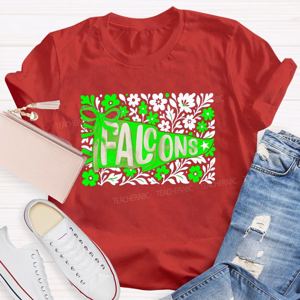 Personalized Mascot Floral Game Day Teacher T-shirt