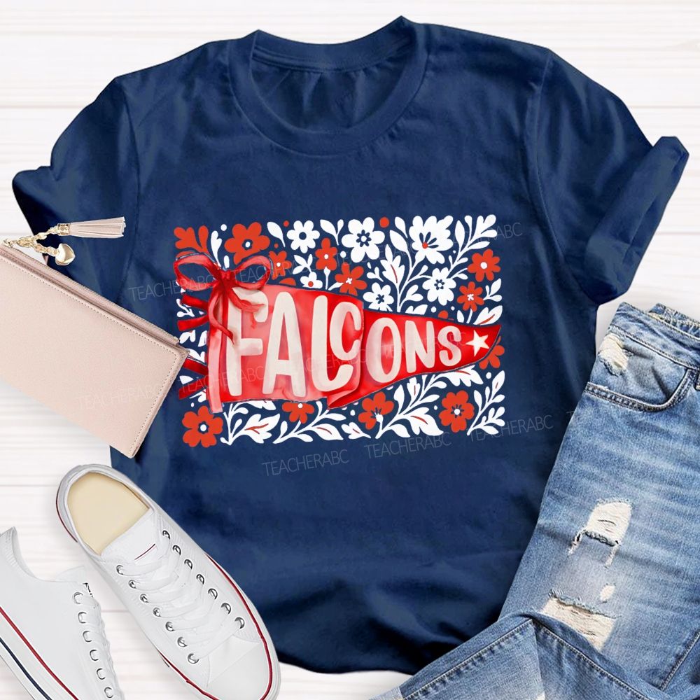 Personalized Mascot Floral Game Day Teacher T-shirt
