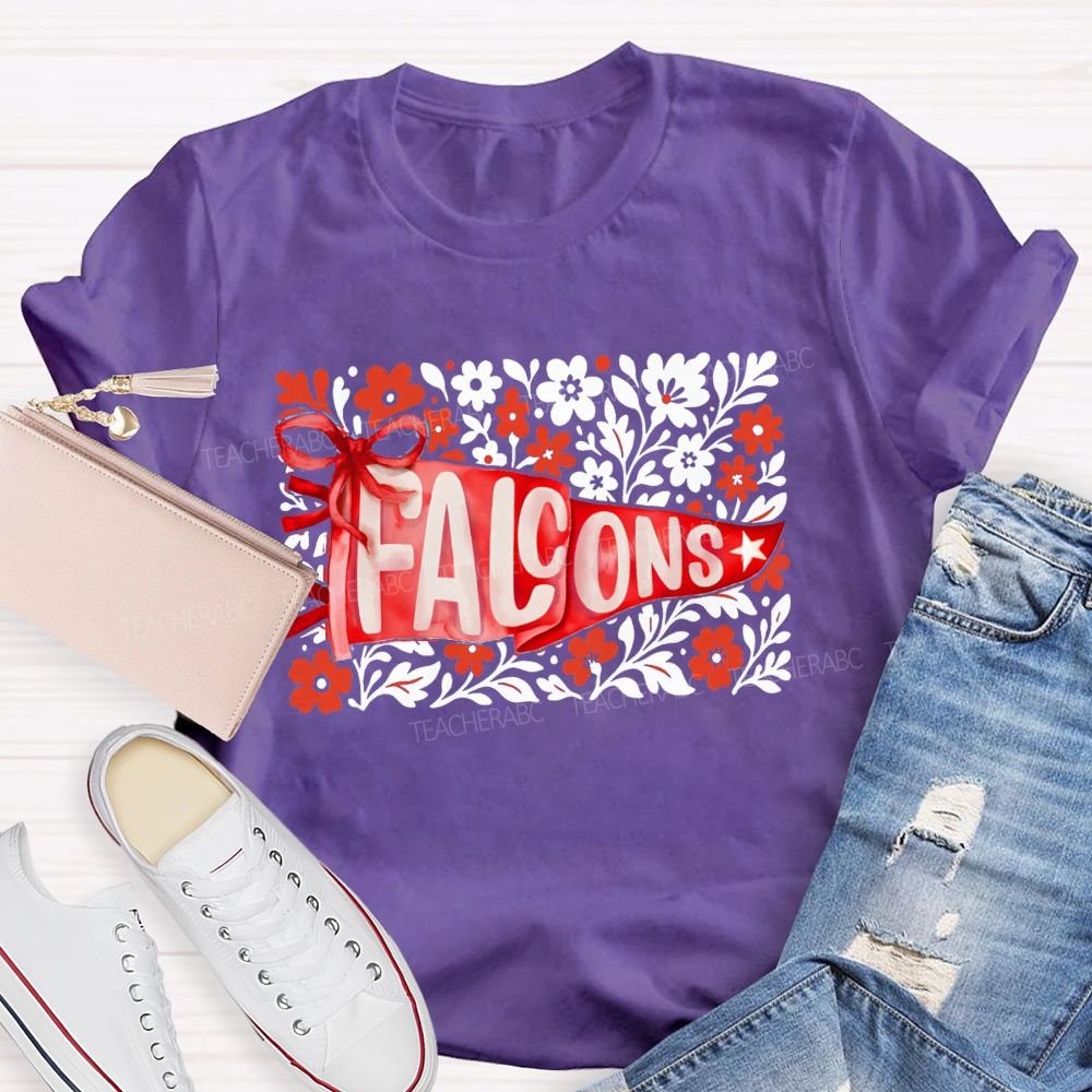 Personalized Mascot Floral Game Day Teacher T-shirt