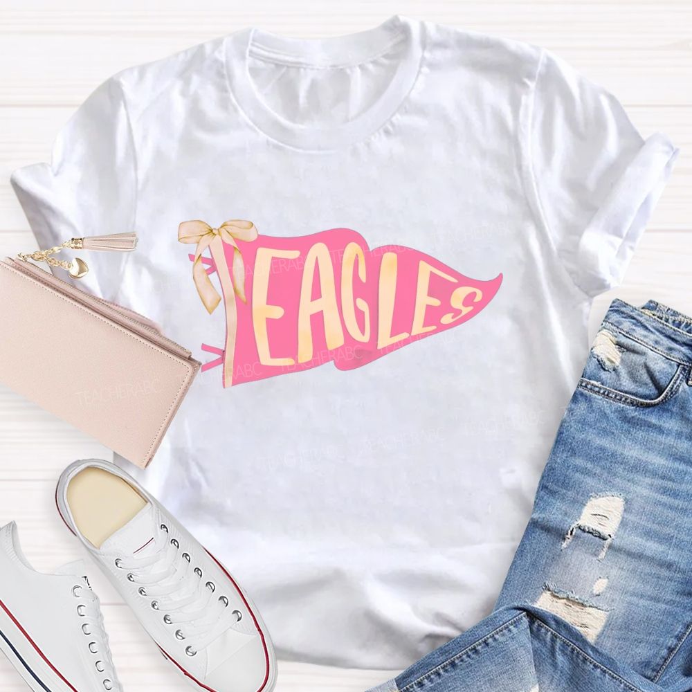 Personalized Mascot Pink Flag Teacher T-shirt
