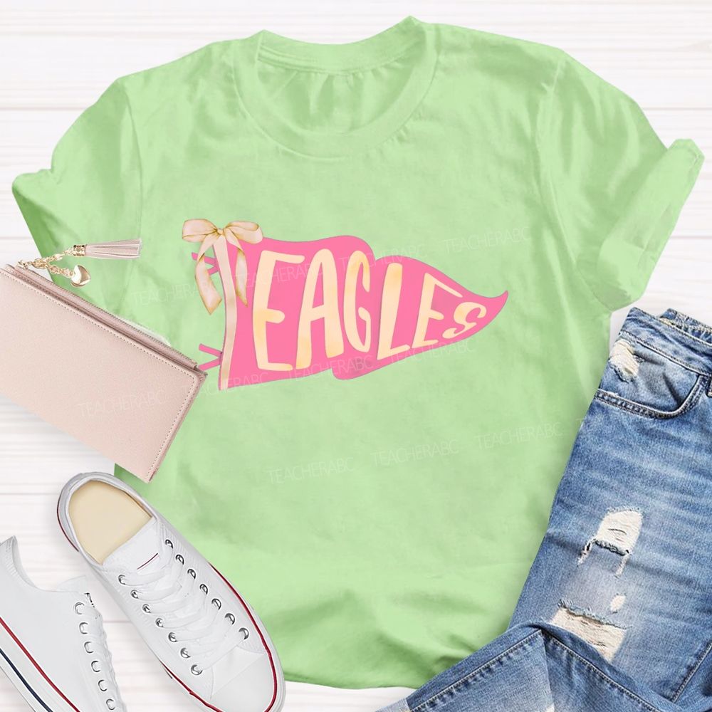 Personalized Mascot Pink Flag Teacher T-shirt