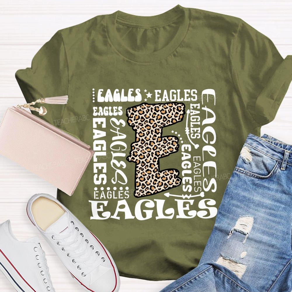 Personalized Mascot Leopard Letter Teacher T-shirt