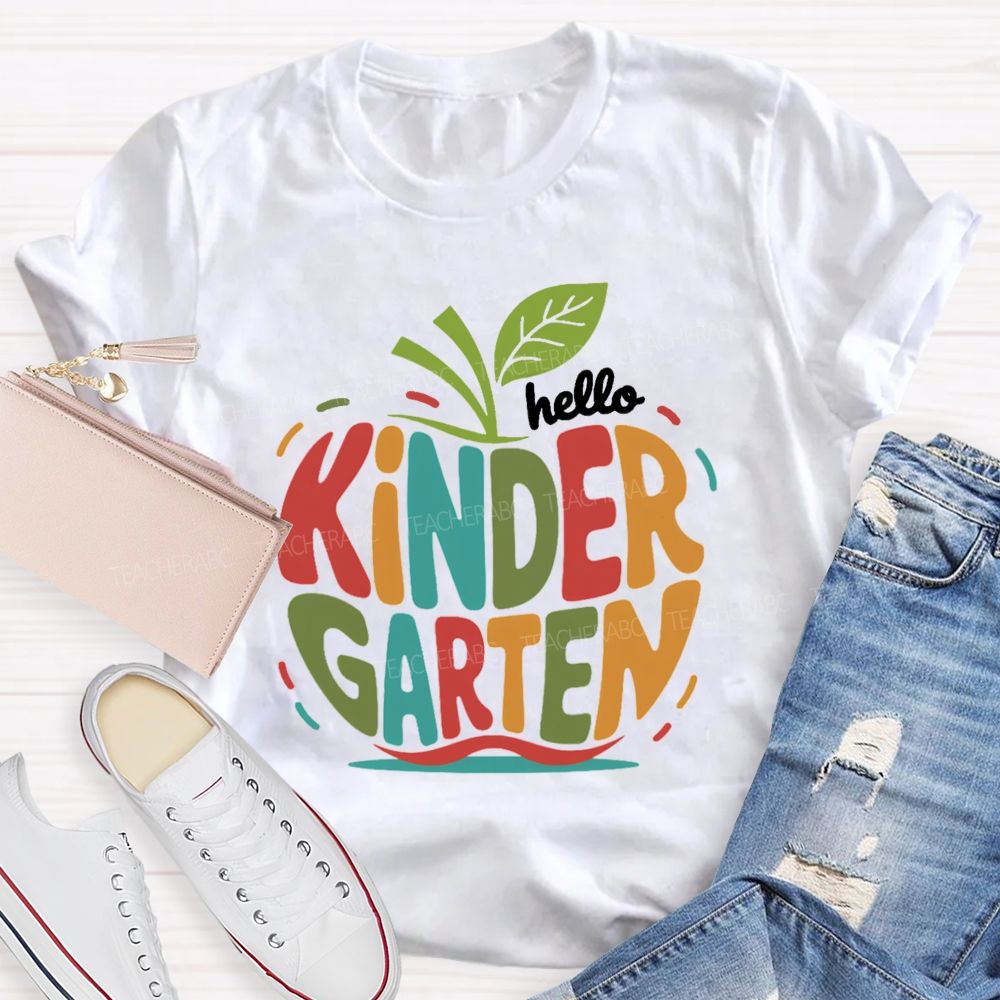 Personalized Grade Colorful Letter Apple Teacher T-Shirt