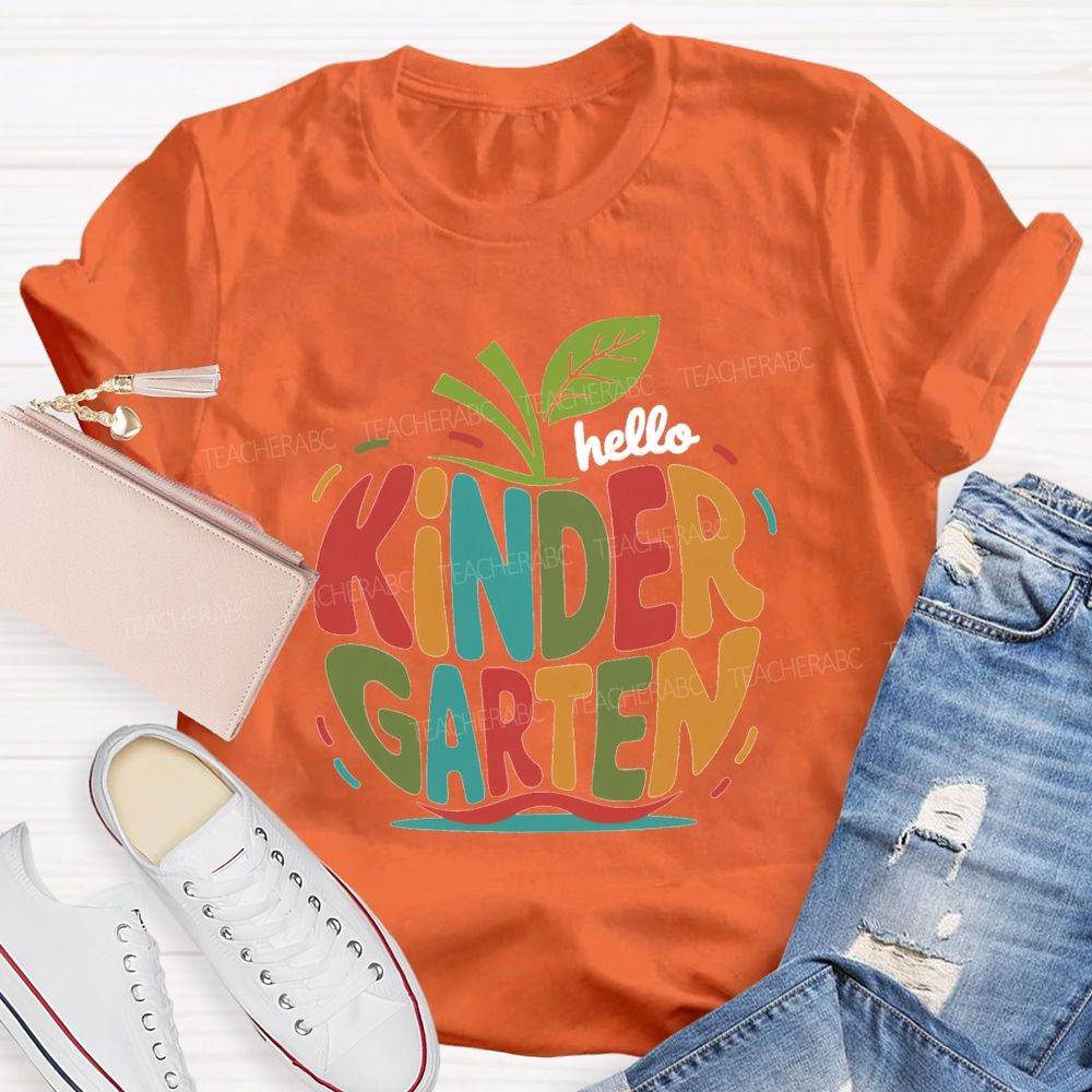 Personalized Grade Colorful Letter Apple Teacher T-Shirt