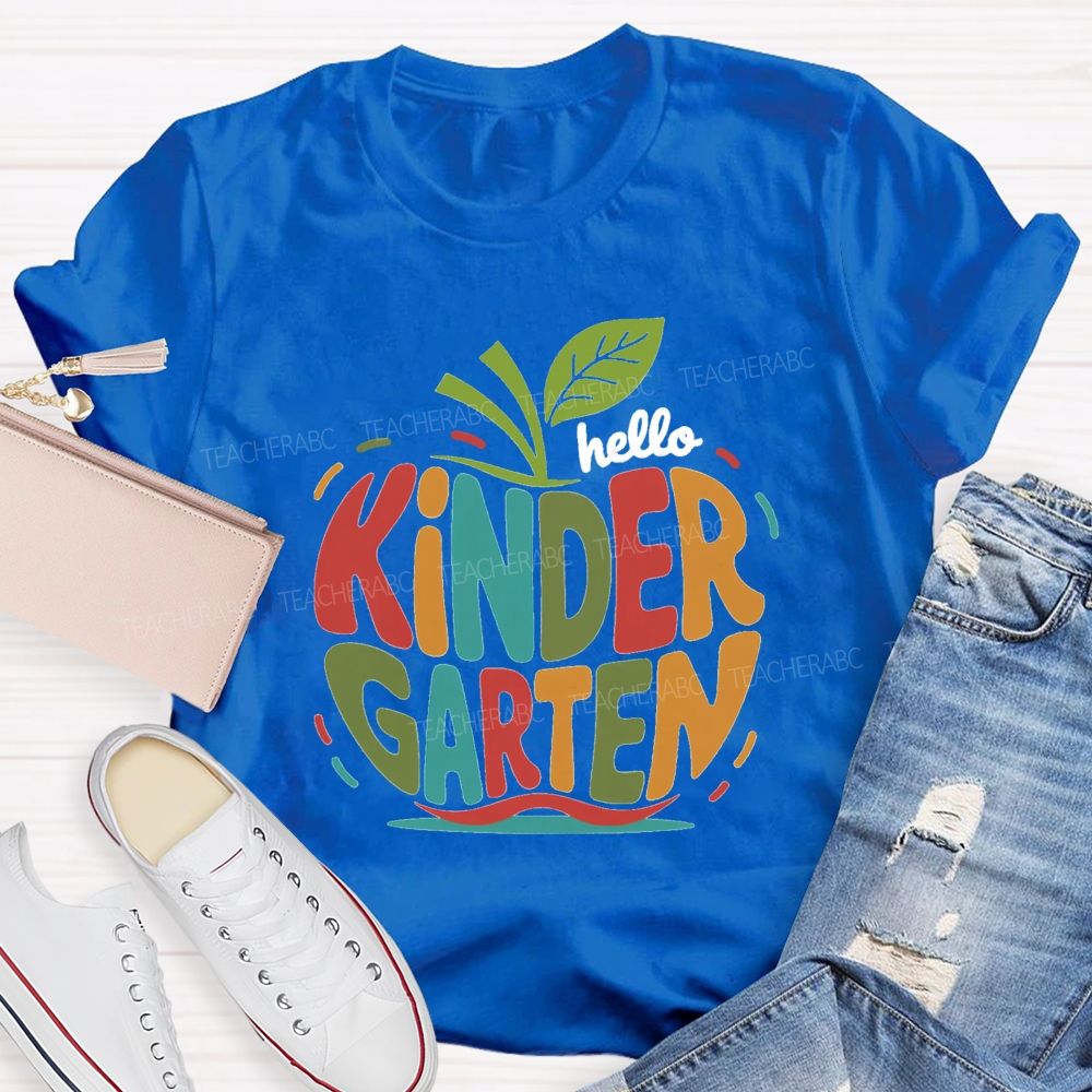 Personalized Grade Colorful Letter Apple Teacher T-Shirt