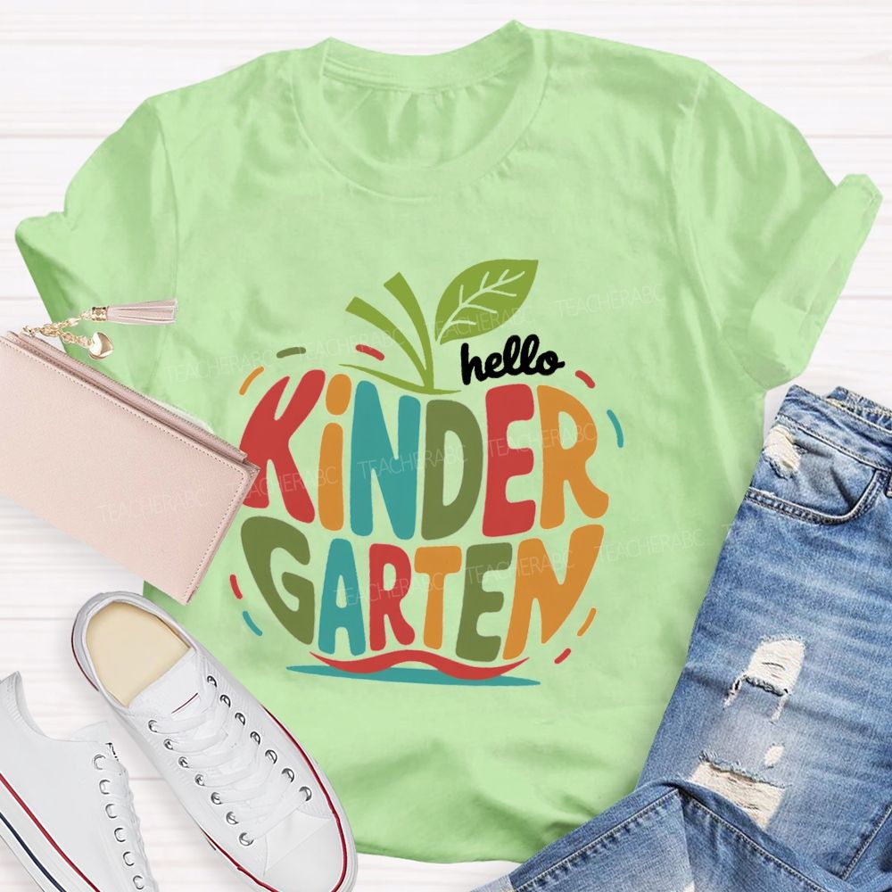Personalized Grade Colorful Letter Apple Teacher T-Shirt