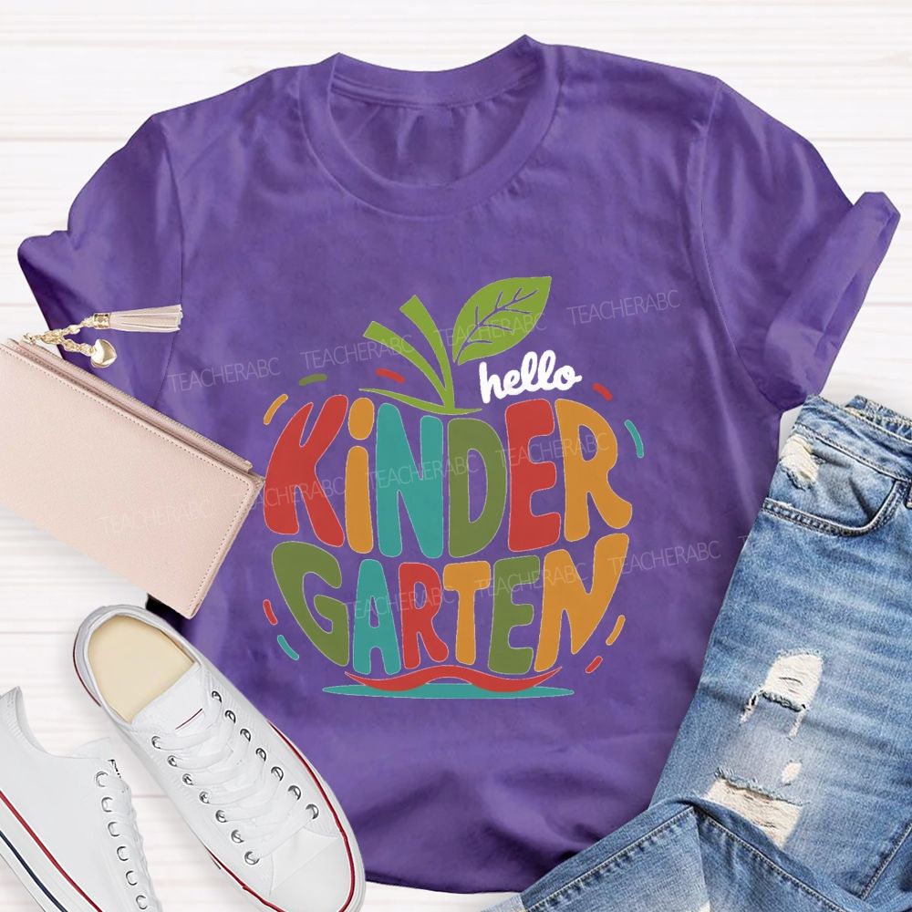 Personalized Grade Colorful Letter Apple Teacher T-Shirt