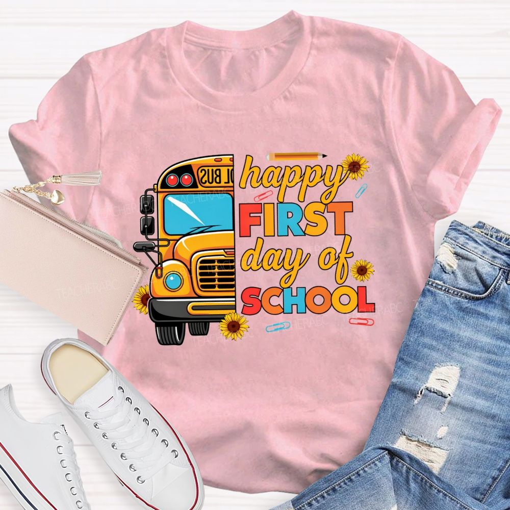 Happy First Day Of School And School Bus Vibes T-shirt