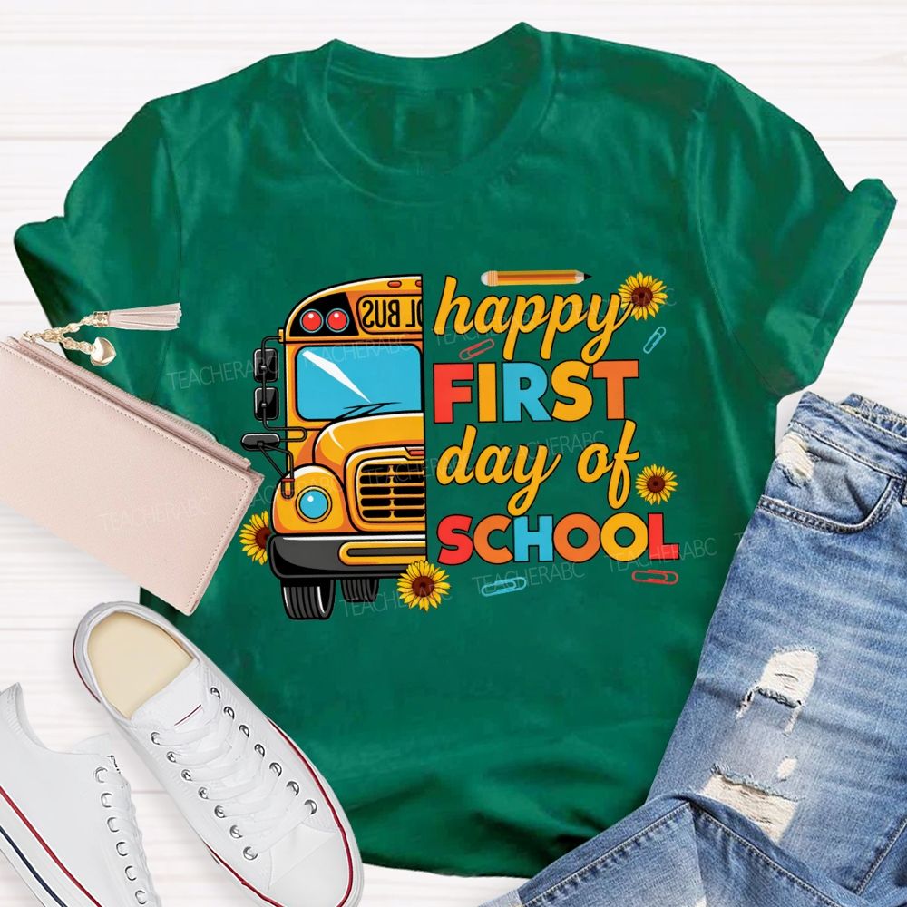 Happy First Day Of School And School Bus Vibes T-shirt