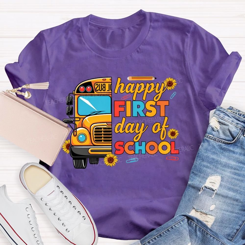 Happy First Day Of School And School Bus Vibes T-shirt