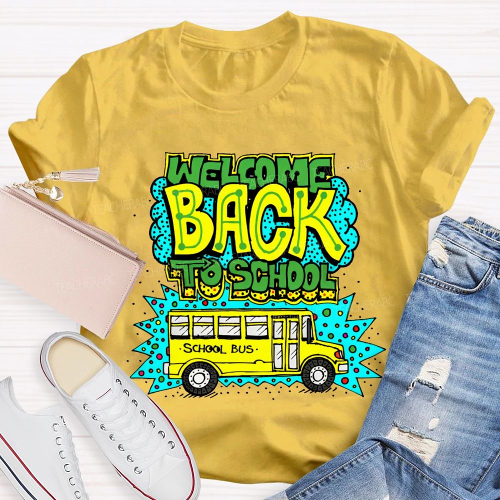 Welcome Back To School School Bus Pattern Teacher T-shirt