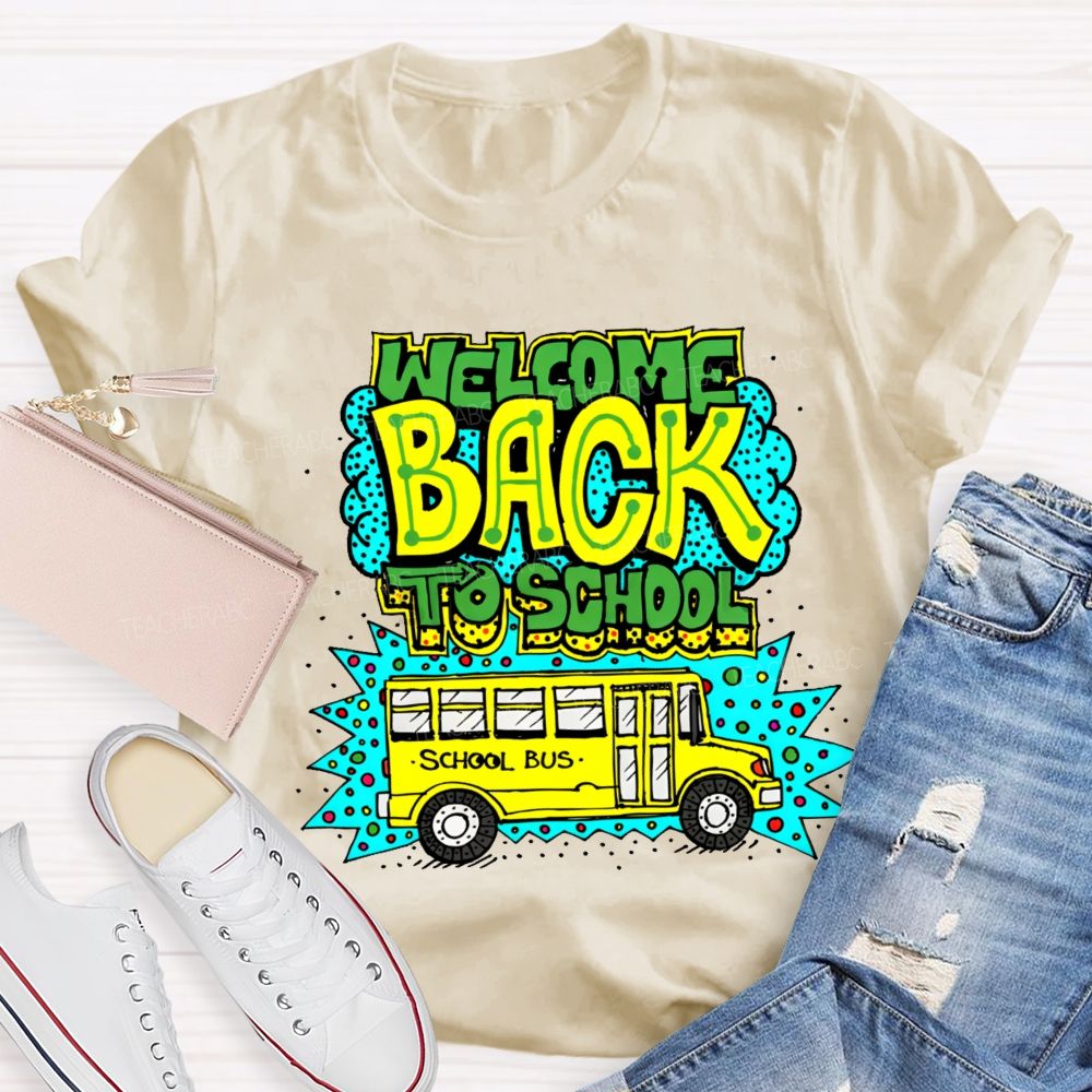 Welcome Back To School School Bus Pattern Teacher T-shirt