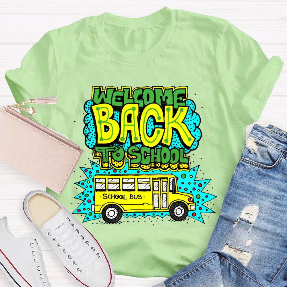 Welcome Back To School School Bus Pattern Teacher T-shirt