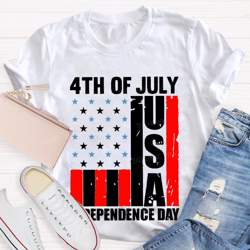 4th Of July Independence Day Flag Teacher T-shirt