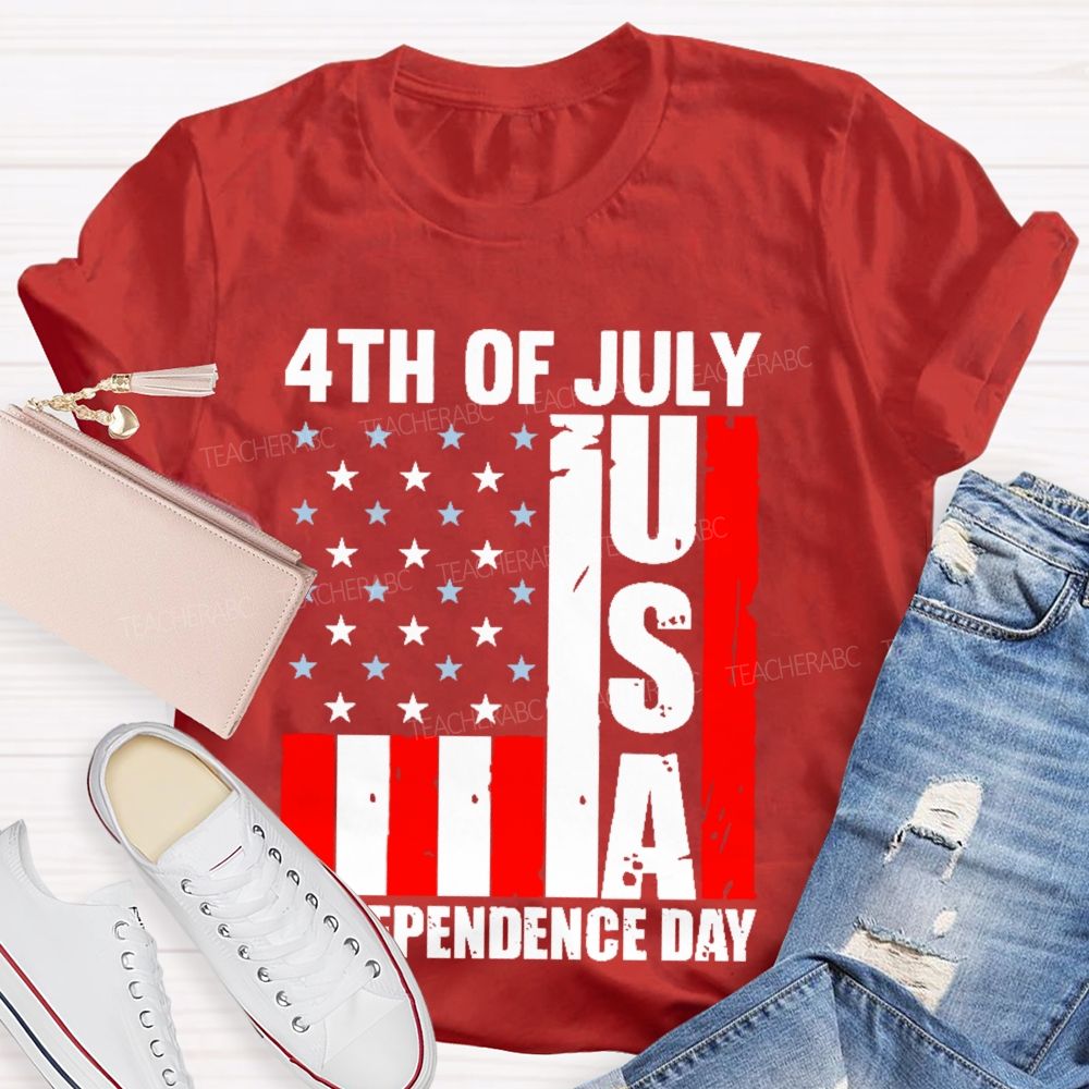 4th Of July Independence Day Flag Teacher T-shirt