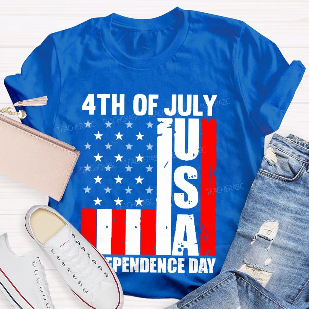 4th Of July Independence Day Flag Teacher T-shirt