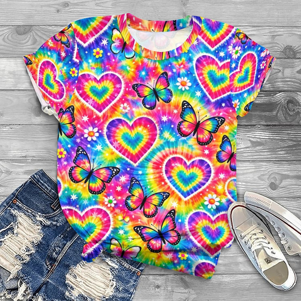Colorful Heart With Butterfly T-Shirt