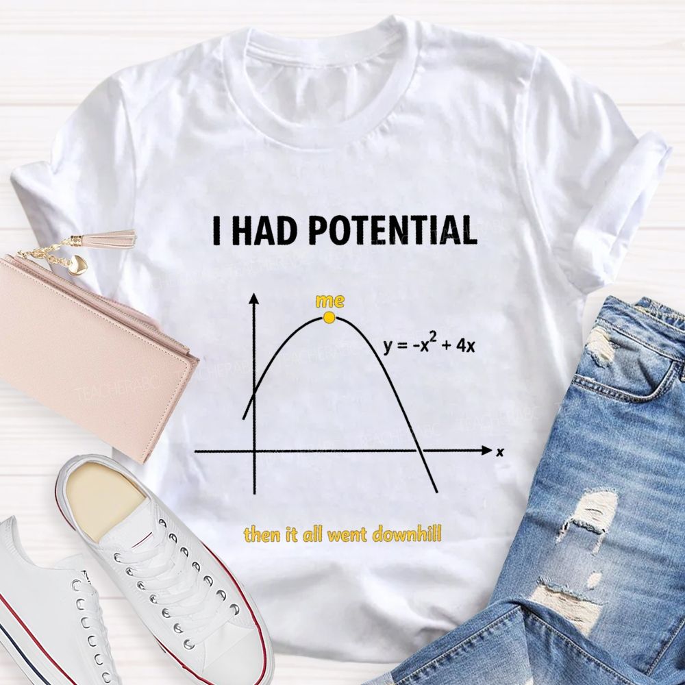 I Had Potential Then It All Went Downhill Funny Math Quote Teacher T-shirt